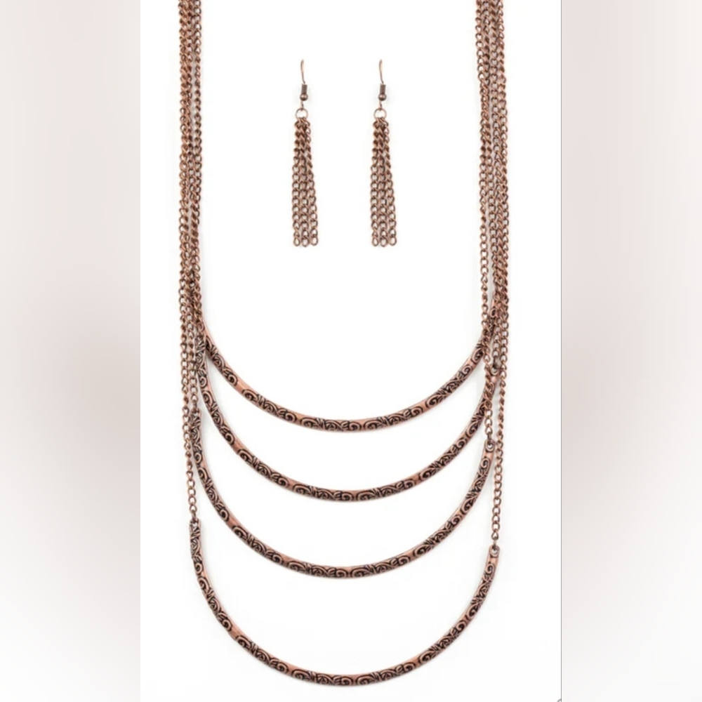5 For $20! Paparazzi Necklace ~ It Will Be Over MOON - Copper - Picture 2 of 3